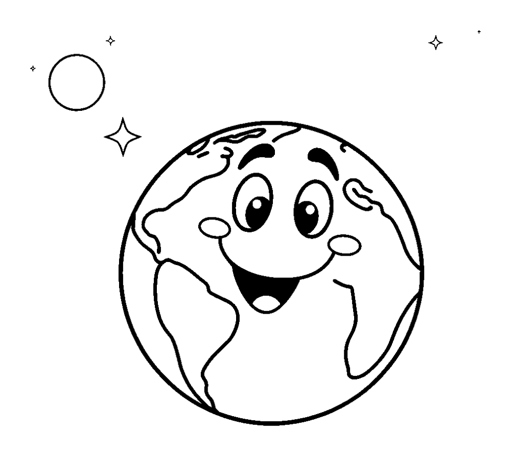 Earth colouring page — free printable for toddlers
