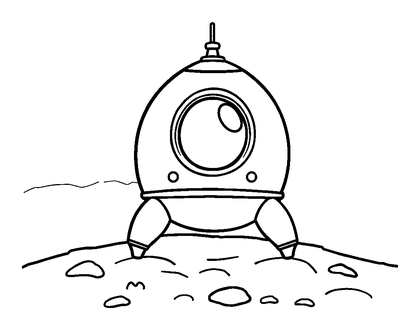 Landing Capsule Colouring Page (Kids, Bold & Easy)