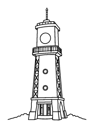 Launch Tower Colouring Page (Toddler, Bold & Easy)