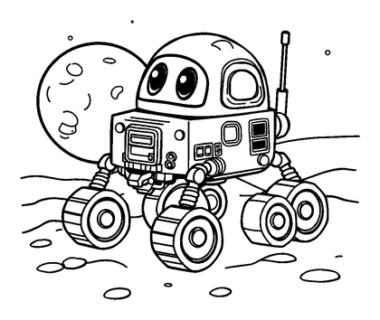 Lunar Lander Colouring Page (Kids, Bold & Easy)