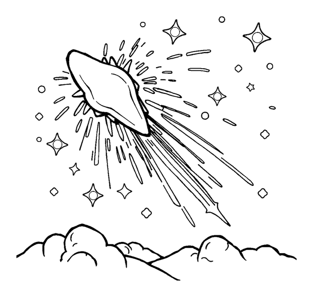 Meteor Shower colouring page — free printable for kids