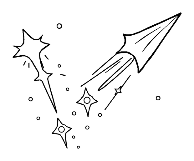 Meteor Shower colouring page — free printable for kids