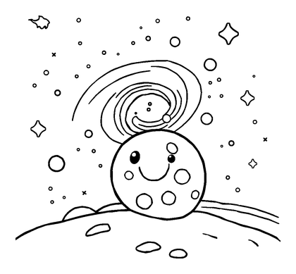 Milky Way Galaxy Colouring Page (Toddler, Bold & Easy)