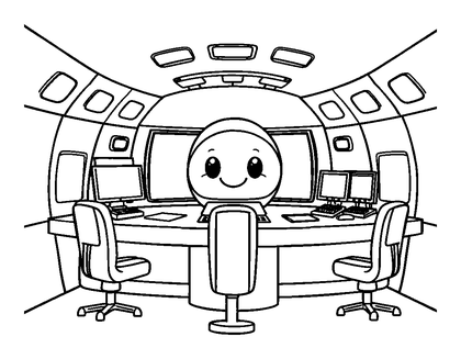Mission Control Colouring Page (Toddler, Bold & Easy)