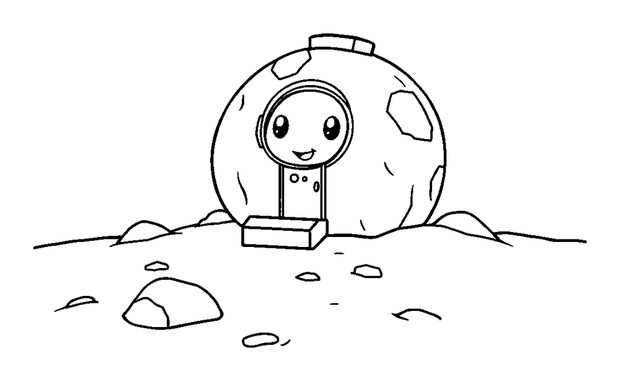 Moon Base colouring page — free printable for toddlers