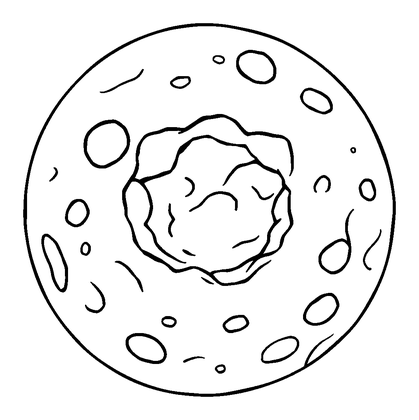 Moon Crater Colouring Page (Kids, Bold & Easy)