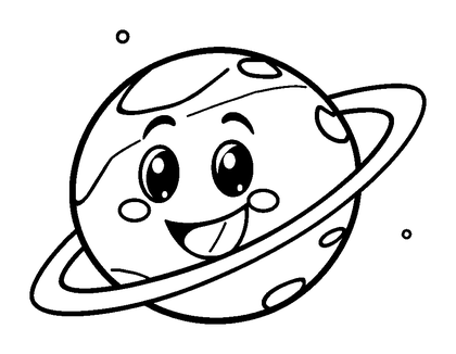 Ringed Planet Colouring Page (Kids, Bold & Easy)