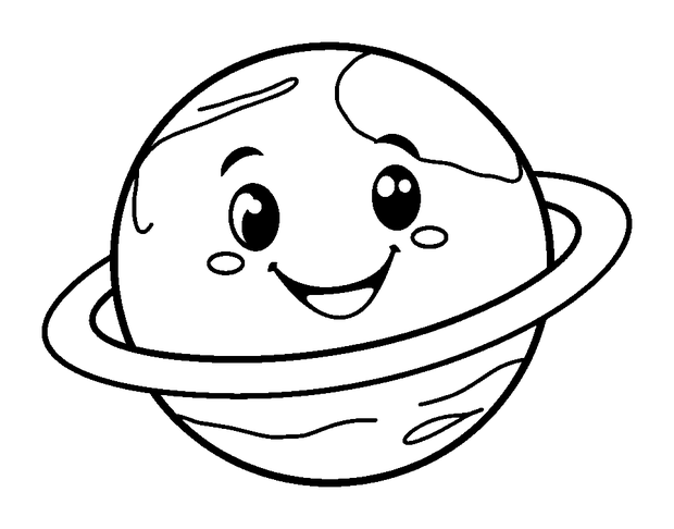 Ringed Planet colouring page — free printable for kids