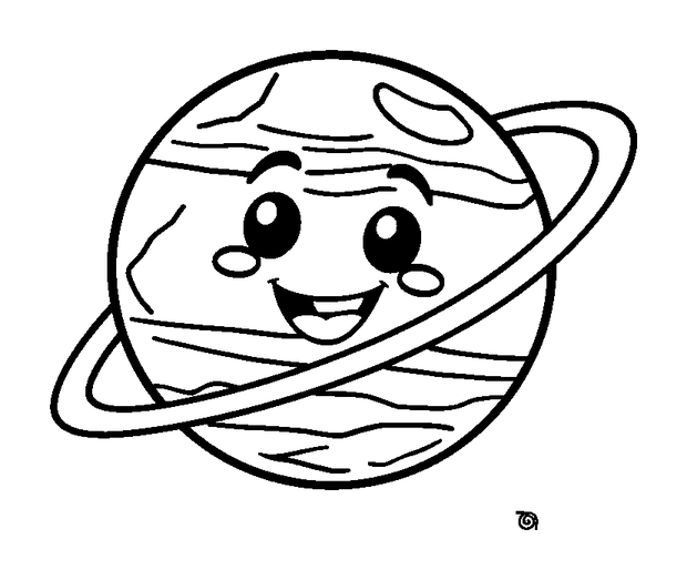 Ringed Planet colouring page — free printable for kids
