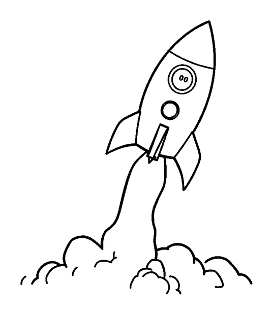 Rocket Launch colouring page — free printable for kids