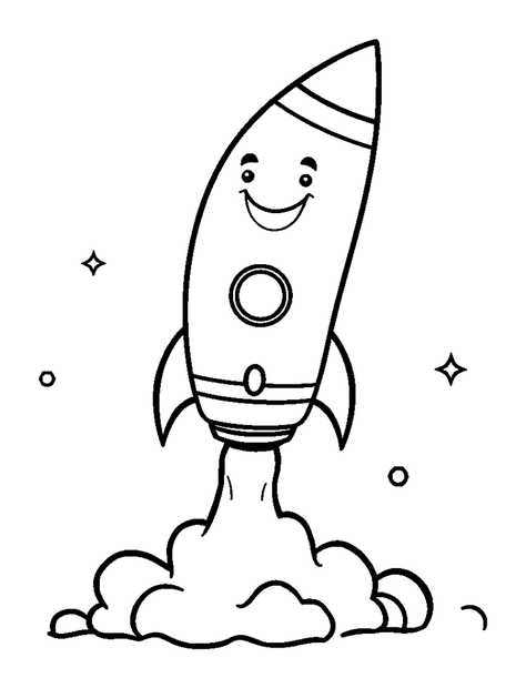 Rocket Launch colouring page — free printable for toddlers