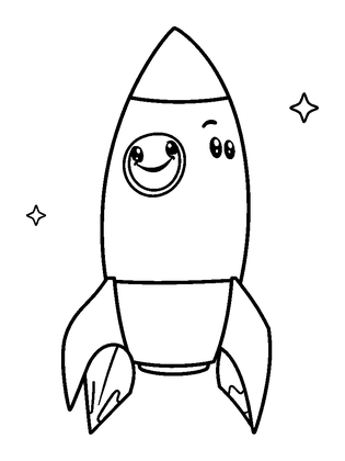 Rocket Colouring Page (Toddler, Bold & Easy)