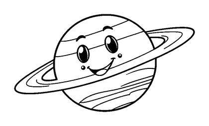 Saturn Colouring Page (Kids, Bold & Easy)