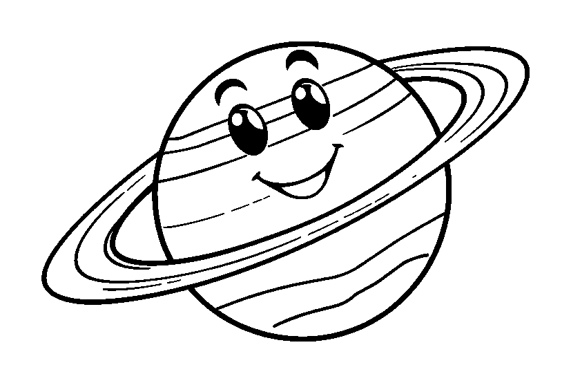 Saturn colouring page — free printable for toddlers
