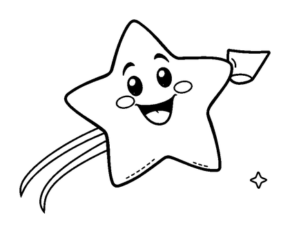 Shooting Star Colouring Page (Toddler, Bold & Easy)