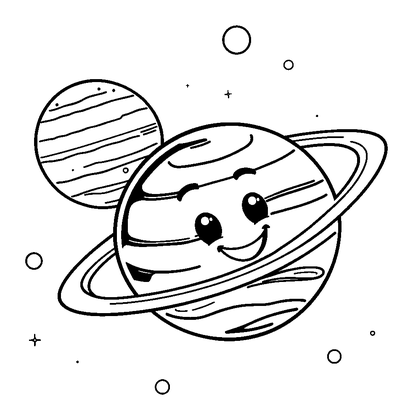 Solar System Colouring Page (Toddler, Bold & Easy)