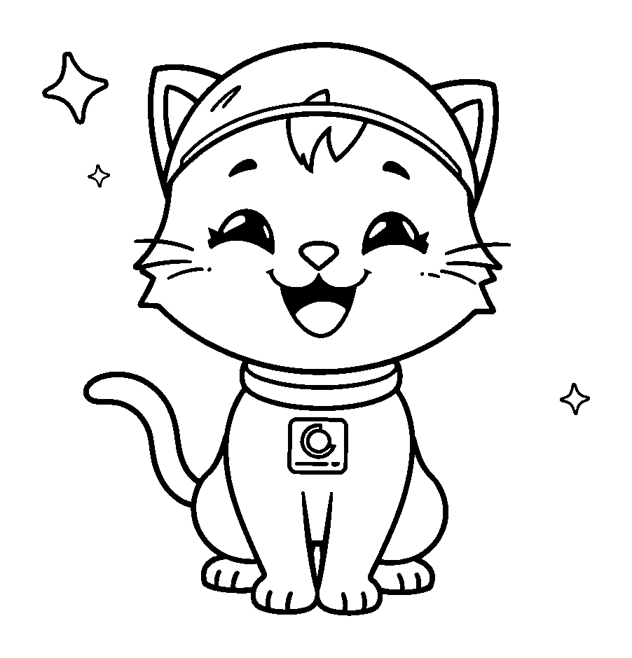 Space Cat colouring page — free printable for kids