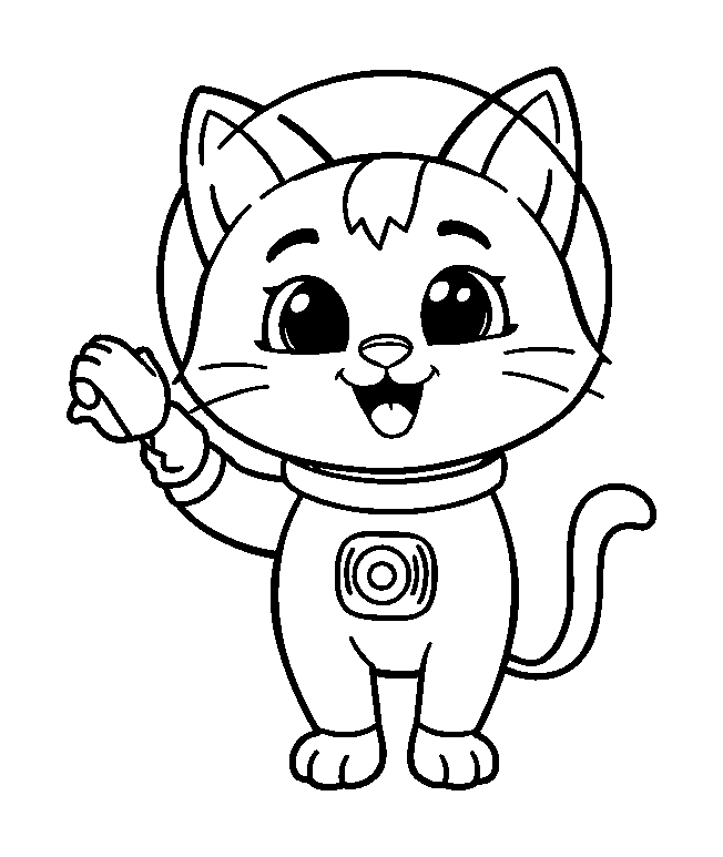 Space Cat colouring page — free printable for kids