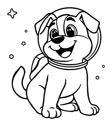 Space Dog Colouring Page (Kids, Bold & Easy)
