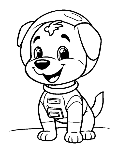 Space Dog colouring page — free printable for kids