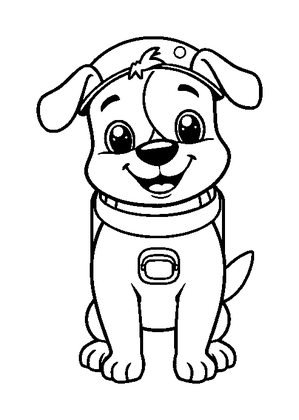Space Dog Colouring Page (Toddler, Bold & Easy)