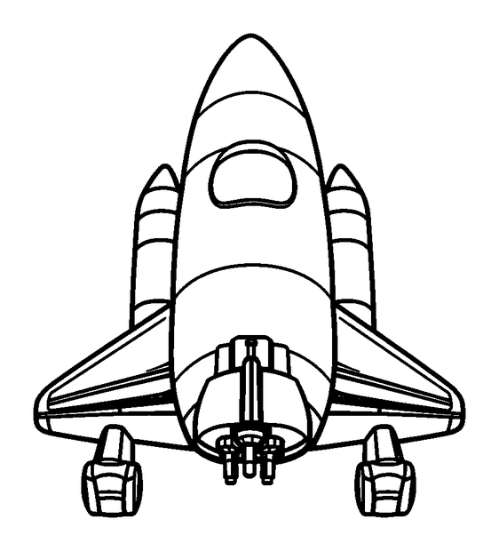 Space Shuttle colouring page — free printable for toddlers