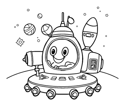 Space Station Colouring Page (Kids, Bold & Easy)