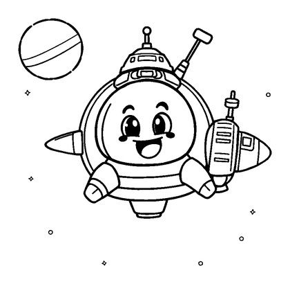 Space Station Colouring Page (Kids, Standard)