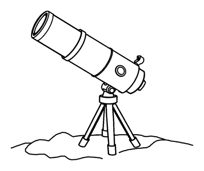 Space Telescope Colouring Page (Toddler, Bold & Easy)
