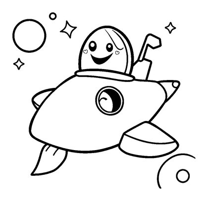 Spaceship Colouring Page (Kids, Bold & Easy)