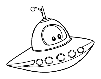 Spaceship Colouring Page (Toddler, Bold & Easy)