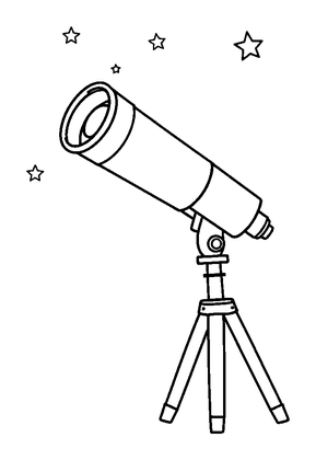 Stargazing Telescope Colouring Page (Kids, Bold & Easy)