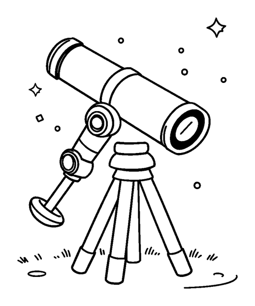 Stargazing Telescope colouring page — free printable for kids