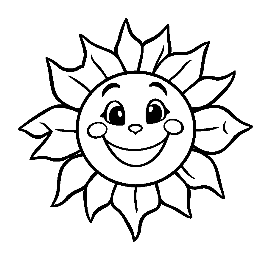Sun colouring page — free printable for kids
