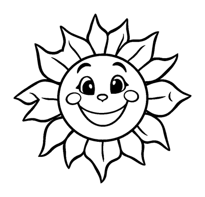 Sun Colouring Page (Kids, Bold & Easy)