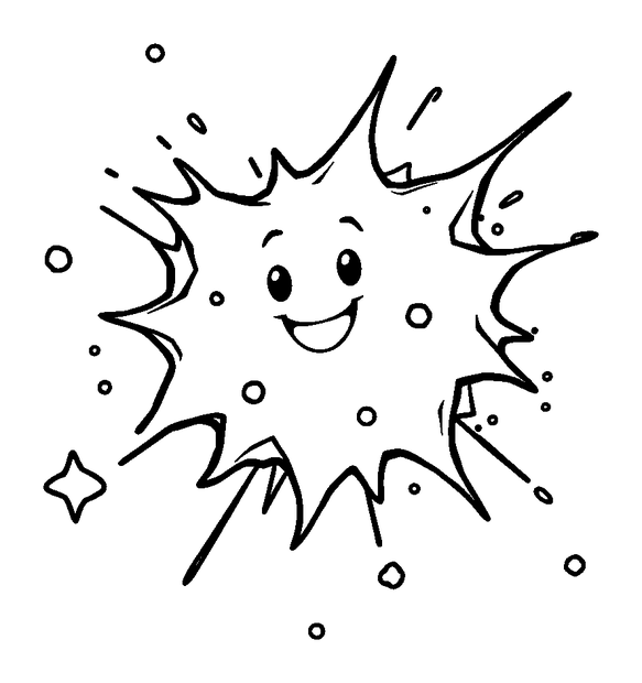 Supernova colouring page — free printable for toddlers
