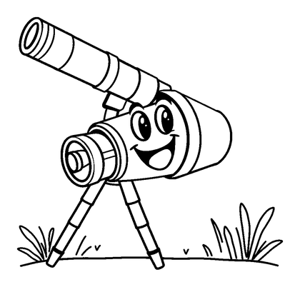 Telescope Colouring Page (Kids, Standard)