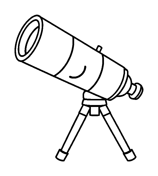 Telescope colouring page — free printable for toddlers