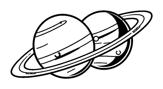 Twin Planets colouring page — free printable for kids