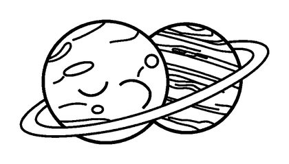 Twin Planets Colouring Page (Toddler, Bold & Easy)