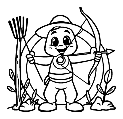 Archery Colouring Page (Toddler, Bold & Easy)