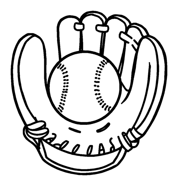 Baseball Glove Mitt colouring page — free printable for toddlers