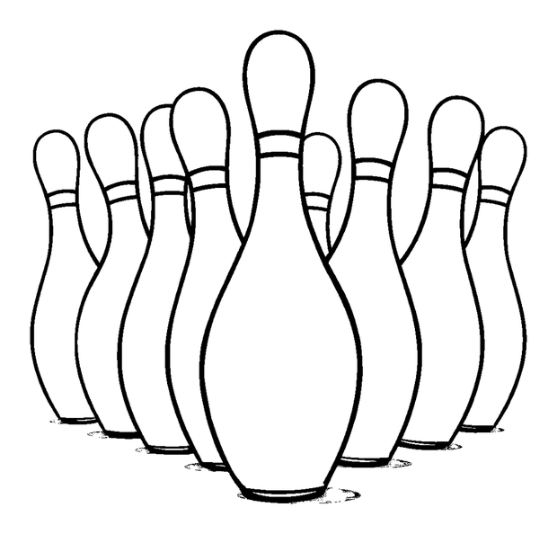 Bowling Pins colouring page — free printable for toddlers
