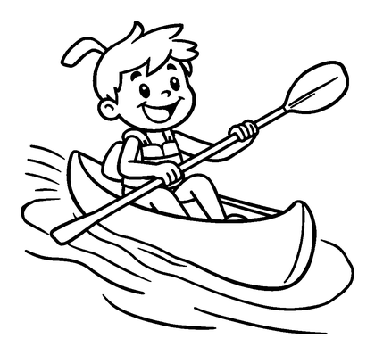 Canoeing Colouring Page (Kids, Bold & Easy)