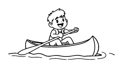 Canoeing Colouring Page (Kids, Standard)