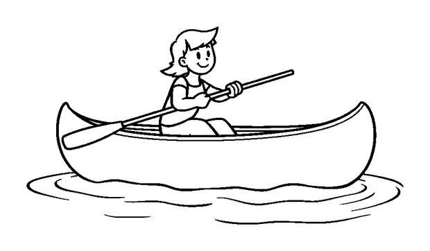 Canoeing colouring page — free printable for kids