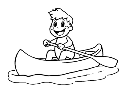 Canoeing Colouring Page (Toddler, Bold & Easy)
