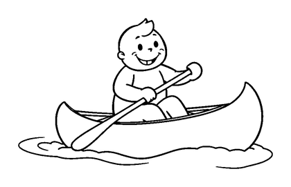 Canoeing Colouring Page (Toddler, Bold & Easy)