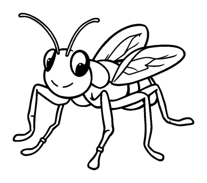Cricket Colouring Page (Kids, Bold & Easy)