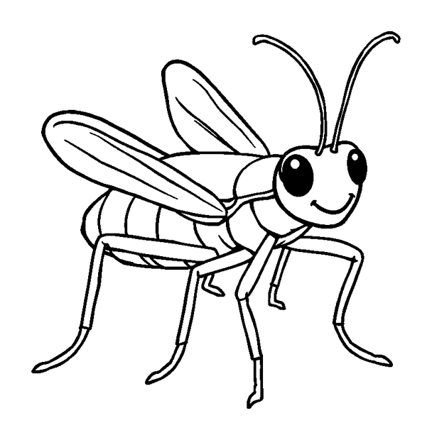 Cricket colouring page — free printable for toddlers
